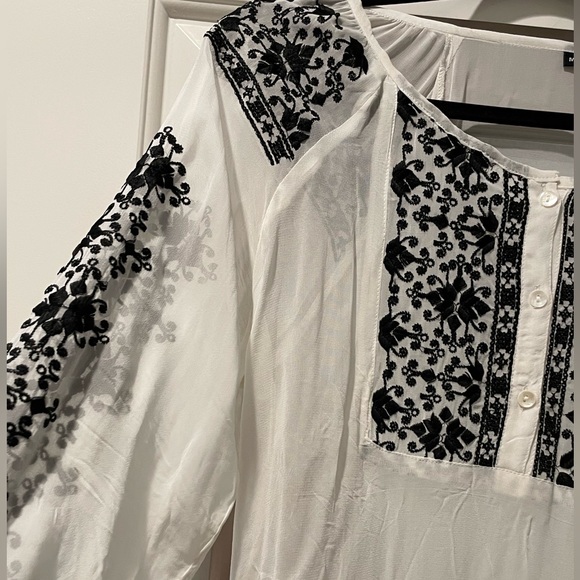 White tunic Kurti punjabi Pakistani suit dress top threading embroidered - Picture 3 of 5